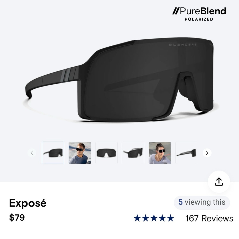 PureBlend Polarized Sunglasses - Black - Blenders Dark Bloom style Matte Smoke